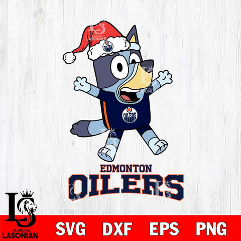 Edmonton Oilers Bluey Happy Christmas Svg Eps Dxf Png File, Digital Download