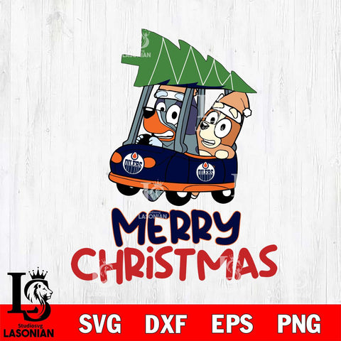 Edmonton Oilers Bluey Merry Christmas Svg Eps Dxf Png File, Digital Download