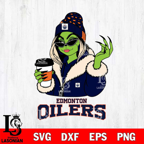 Edmonton Oilers Boujee Grinch Girls Christmas Cut Files, Cricut,Christmas Svg Dxf Eps Png file , Digital Download