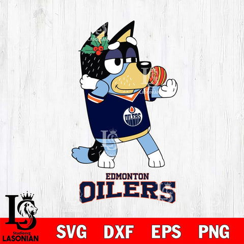 Edmonton Oilers Christmas Bluey Bandit Heeler Svg, Christmas Svg , NHL svg , Digital Download, dxf eps png pdf file