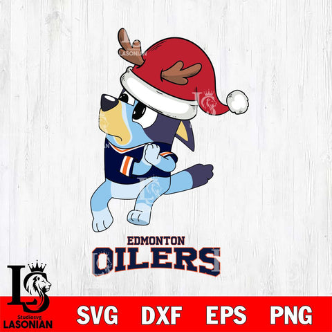 Edmonton Oilers Christmas Bluey Santa Claus Svg, Christmas Svg , NHL svg , Digital Download, dxf eps png pdf file