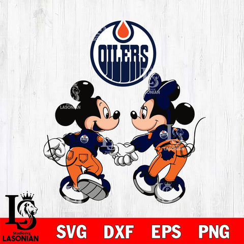 Edmonton Oilers Fan Minnie And Mickey Love Svg Eps Dxf Png File, Digital Download, Instant Download