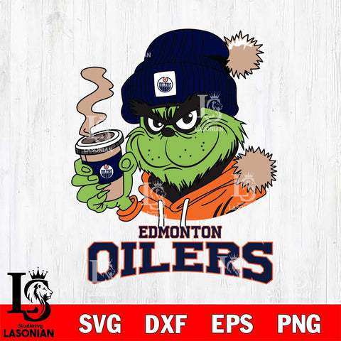 Edmonton Oilers Grinch Cofffe Hoodie Cut Files, Cricut,Christmas Svg Dxf Eps Png file , Digital Download