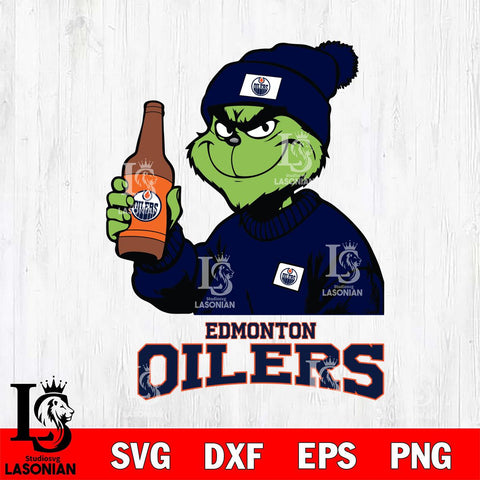 Edmonton Oilers Grinch Drinking Beer Christmas Cut Files, Cricut,Christmas Svg Dxf Eps Png file , Digital Download