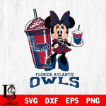 Florida Atlantic Owls Minnie Mouse Fan And Coffee Svg Eps Dxf Png File, Digital Download, Instant Download