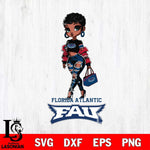 Florida Atlantic Owls Beautiful Black Fan Girl, Svg Eps Dxf Png File, Digital Download