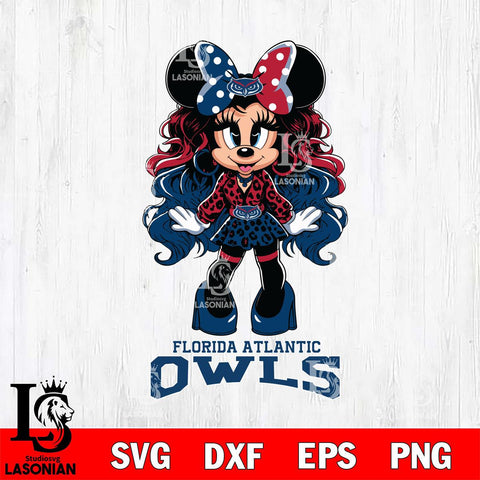 Florida Atlantic Owls Beauty Minnie Mouse Svg Eps Dxf Png File, Digital Download, Instant Download