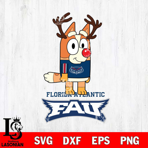 Florida Atlantic Owls Bluey Chilli Christmas Deer Svg Eps Dxf Png File, Digital Download