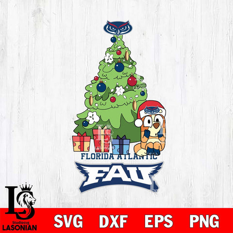 Florida Atlantic Owls Bluey Chilli Christmas Tree Svg Eps Dxf Png File, Digital Download