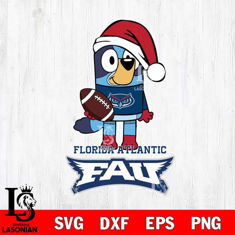 Florida Atlantic Owls Bluey Christmas Svg Eps Dxf Png File, Digital Download