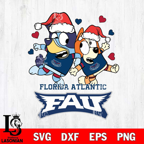 Florida Atlantic Owls Bluey Christmas NFL Svg Eps Dxf Png File, Digital Download