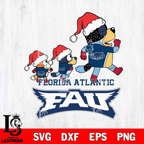 Florida Atlantic Owls Bluey Family Christmas Svg Eps Dxf Png File, Digital Download