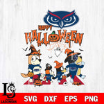 Florida Atlantic Owls Bluey Halloween Family Svg Eps Dxf Png File, Digital Download, Instant Download