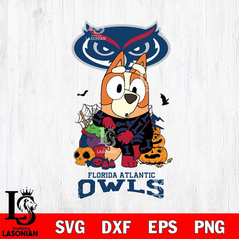 Florida Atlantic Owls Bluey Halloween NCAA Svg Eps Dxf Png File, Digital Download, Instant Download