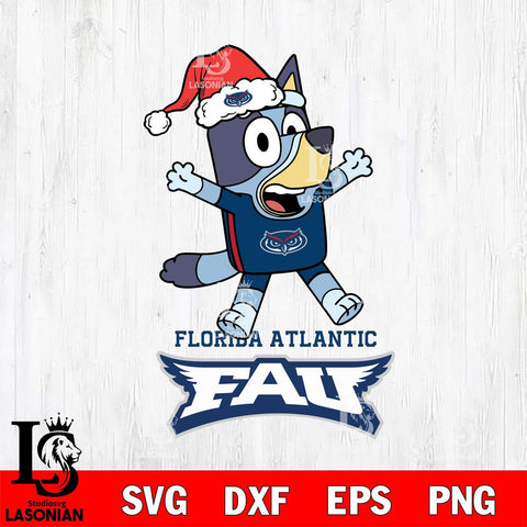 Florida Atlantic Owls Bluey Happy Christmas Svg Eps Dxf Png File, Digital Download