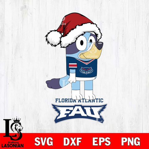 Florida Atlantic Owls Christmas Bluey Hat Cut Files,Bluey Cricut,Christmas Svg , Bluey svg , Digital Download, dxf eps png pdf file