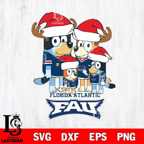 Florida Atlantic Owls Christmas Bluey Santa Family Cut Files,Bluey Cricut,Christmas Svg , Bluey svg , Digital Download, dxf eps png pdf file