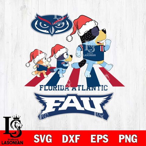 Florida Atlantic Owls Christmas Family Bluey Walking Cut Files,Bluey Cricut,Christmas Svg , Bluey svg , Digital Download, dxf eps png pdf file