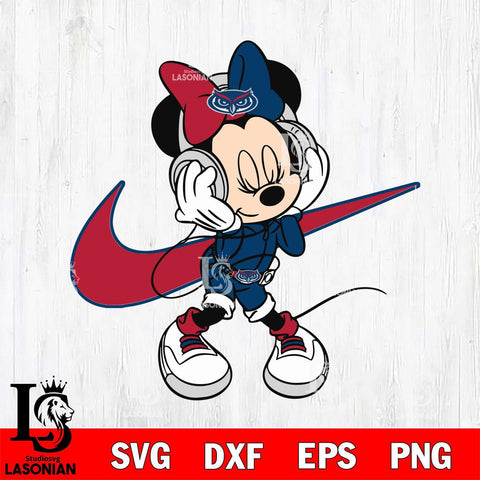 Florida Atlantic Owls Cute Minnie Mouse Dancing Svg Eps Dxf Png File, NCAA svg, Digital Download, Instant Download