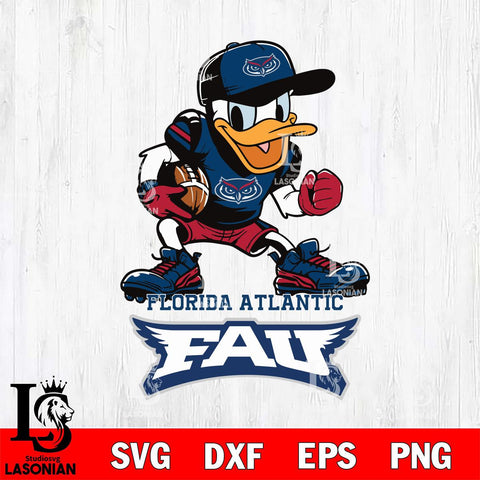 Florida Atlantic Owls Donal Duck Disney, Svg Eps Dxf Png File, Digital Download