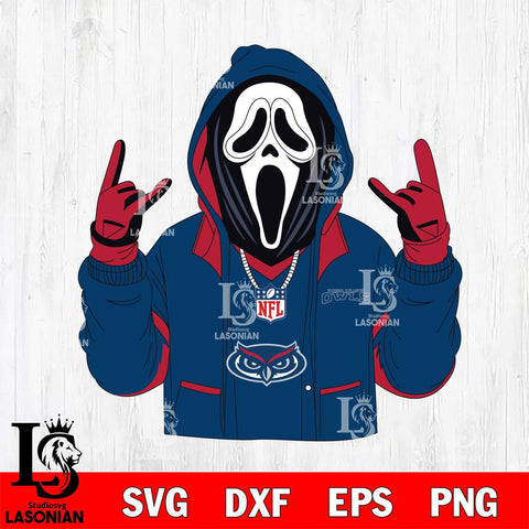 Florida Atlantic Owls Ghostface Scream Football Halloween Svg Eps Dxf Png File, NCAA svg, Digital Download, Instant Download