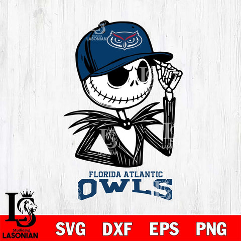 Florida Atlantic Owls Jack Skellington 3 Halloween Svg Eps Dxf Png File, NCAA svg, Digital Download, Instant Download