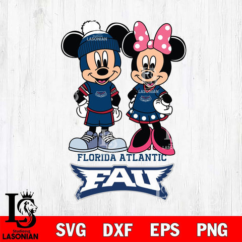 Florida Atlantic Owls Mickey Minnie Mouse Pink Svg Eps Dxf Png File, NCAA svg , File Cut , Digital Download , Instant Download, Cut Svg Files