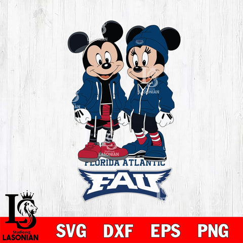 Florida Atlantic Owls Mickey Minnie Mouse Rugby Svg Eps Dxf Png File, NCAA svg , File Cut , Digital Download , Instant Download, Cut Svg Files