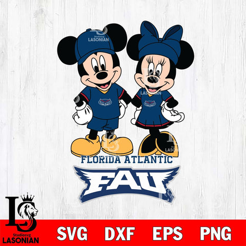 Florida Atlantic Owls Mickey Minnie Rugby Svg Eps Dxf Png File, NCAA svg , File Cut , Digital Download , Instant Download, Cut Svg Files