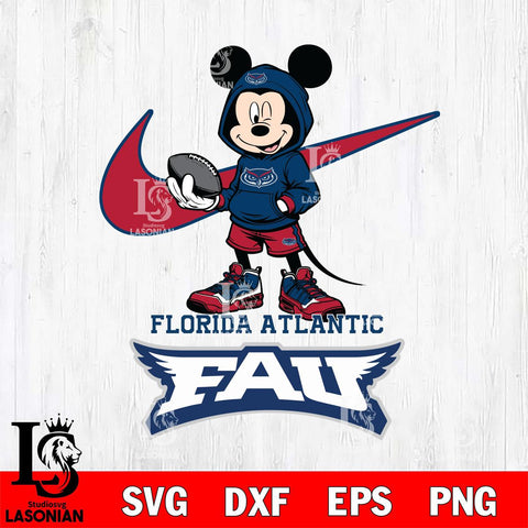 Florida Atlantic Owls Mikey Mouse Disney NIKE, Svg Eps Dxf Png File, Digital Download