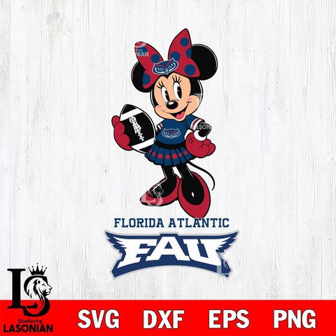 Florida Atlantic Owls Minnie Mouse, Svg Eps Dxf Png File, Digital Download