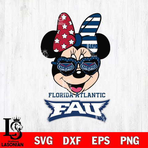 Florida Atlantic Owls Minnie Mouse Love 2, Svg Eps Dxf Png File, Digital Download