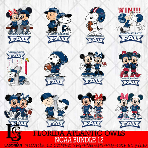 Florida Atlantic Owls NCAA Bundle 12 Svg Eps Dxf Png File,Bundle NCAA svg , Digital Download , Instant Download, Cricut File