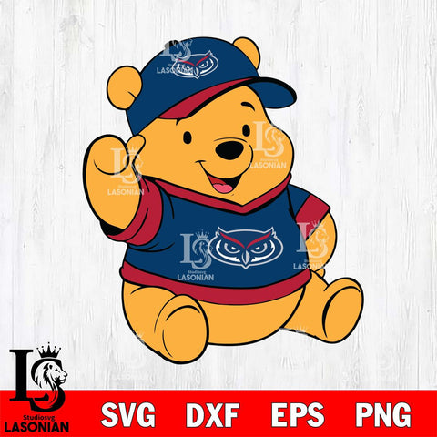 Florida Atlantic Owls Pooh Bear Svg Eps Dxf Png File, NCAA svg, Digital Download, Instant Download