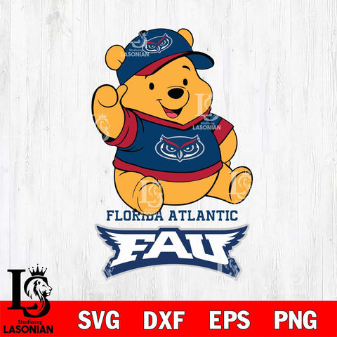 Florida Atlantic Owls Pooh Bear Disney, Svg Eps Dxf Png File, Digital Download