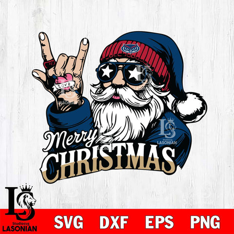 Florida Atlantic Owls Rock Santa Claus Football Svg dxf eps png pdf file,NCAA svg,Digital Download,Cricut file