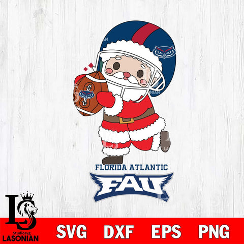 Florida Atlantic Owls Santa Claus Cute Svg dxf eps png pdf file,NCAA svg,Digital Download,Cricut file