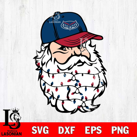 Florida Atlantic Owls Santa Claus Face Svg dxf eps png pdf file,NCAA svg,Digital Download,Cricut file