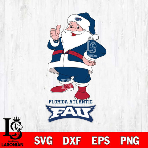 Florida Atlantic Owls Santa claus Svg dxf eps png pdf file,NCAA svg,Digital Download,Cricut file