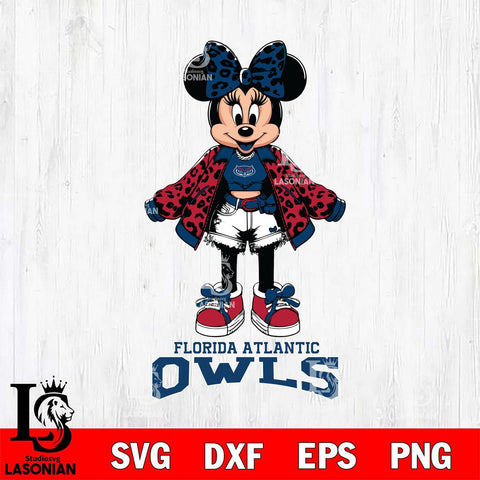 Florida Atlantic Owls Style Minnie Disney Svg Eps Dxf Png File, Digital Download, Instant Download