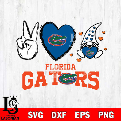 Florida Gators Gnomes Peace & Love Svg Eps Dxf Png File, Digital Download, Instant Download