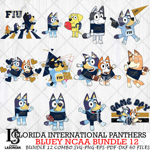 Florida International Panthers Bluey NCAA Bundle 12 Svg Eps Dxf Png File, Digital Download, Instant Download