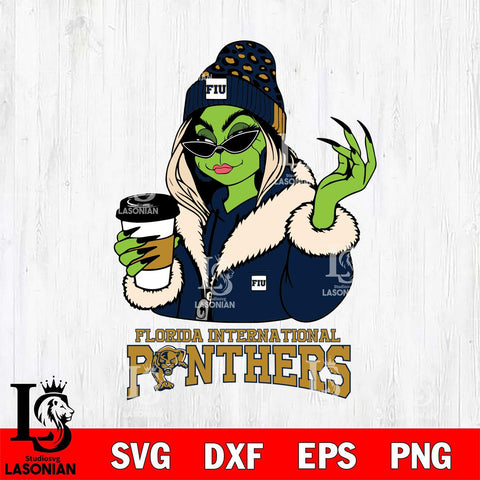 Florida International Panthers Boujee Grinch Girls Christmas Cut Files Cricut, Svg Dxf Eps Png file, Digital download , Silhouette