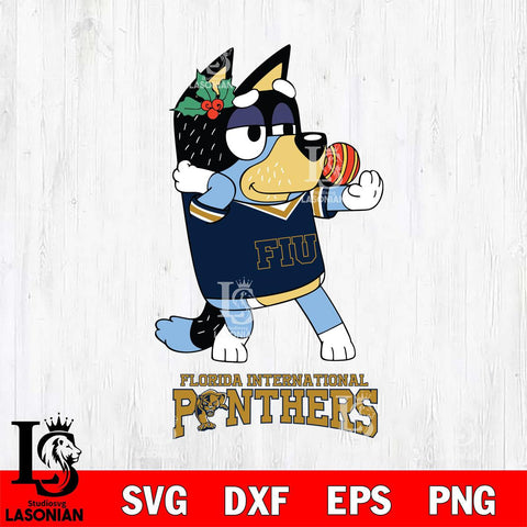 Florida International Panthers Christmas Bluey Bandit Heeler Cut Files,Bluey Cricut,Christmas Svg , Bluey svg , Digital Download, dxf eps png pdf file