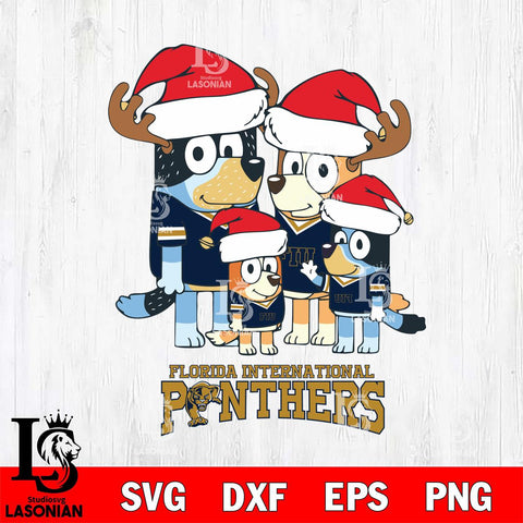 Florida International Panthers Christmas Bluey Santa Family Cut Files,Bluey Cricut,Christmas Svg , Bluey svg , Digital Download, dxf eps png pdf file