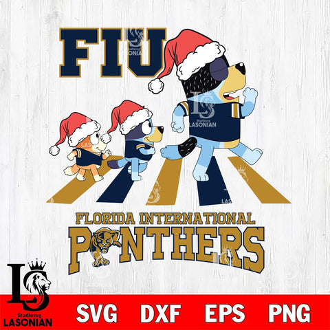 Florida International Panthers Christmas Family Bluey Walking Cut Files,Bluey Cricut,Christmas Svg , Bluey svg , Digital Download, dxf eps png pdf file