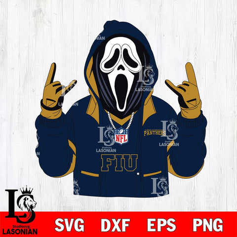 Florida International Panthers Ghostface Scream Football Halloween Svg Eps Dxf Png File, NCAA svg, Digital Download, Instant Download