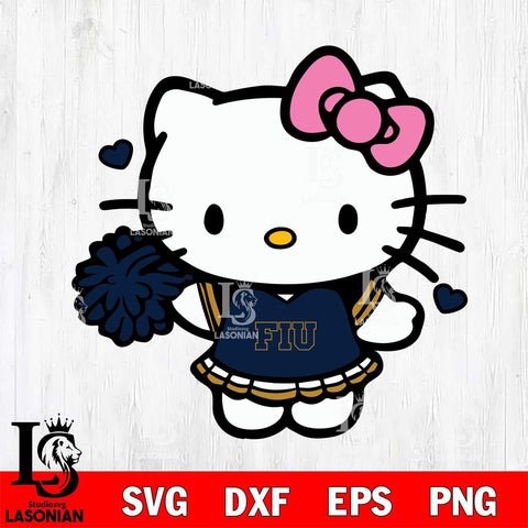 Florida International Panthers Hello Kitty Cheerleader 6 Svg Eps Dxf Png File, Digital Download, Instant Download