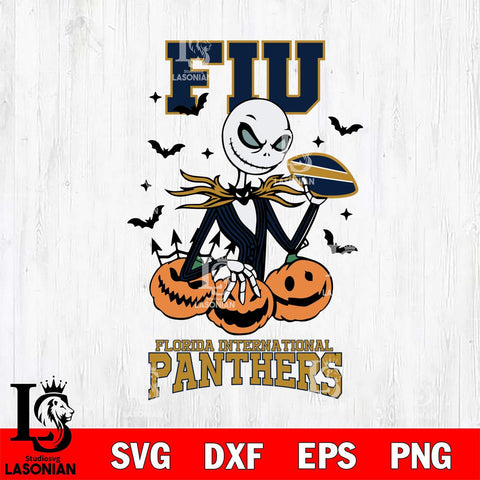 Florida International Panthers Jack Skellington 2 halloween Svg Eps Dxf Png File, NCAA svg, Digital Download, Instant Download