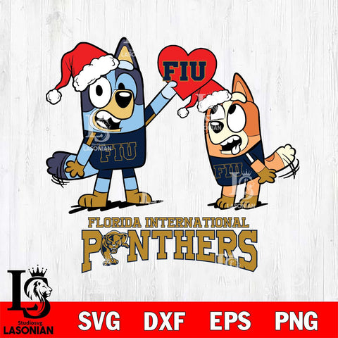 Florida International Panthers Love Bluey Christmas Svg Eps Dxf Png File, Digital Download